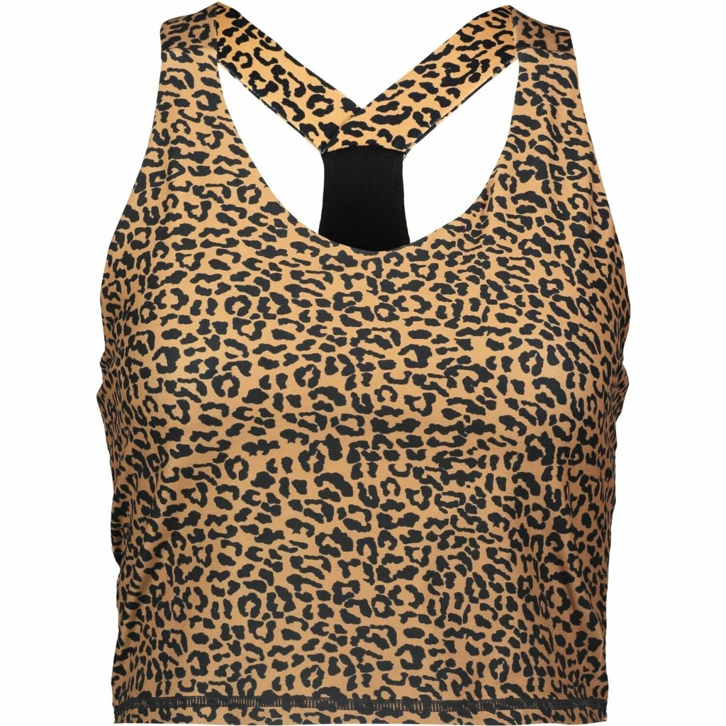 Kyodan Leopard Animal Print Racer Back Yoga Crop Top Built In Support Sz Xs Euc